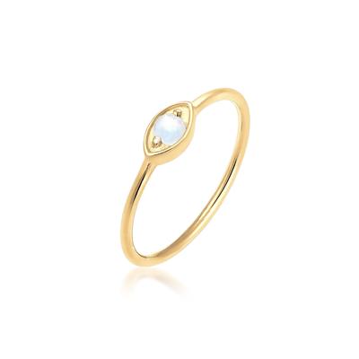 Fingerring ELLI "Evil Eye Mondstein Weiß 925 Sterling Silber vergoldet" Gr. 56, gold, Fingerringe, Damen, 56mm,mit Steinen, Silber 925 (Sterlingsilber), 1mm Image