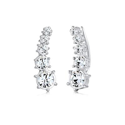 Paar Ohrstecker ELLI "Earcuff Klassik 925 Silber, mit Kristallen von Swarovski", silber, Ohrringe, Damen, OneSize,mit Steinen, Silber 925 (Sterlingsilber) Image