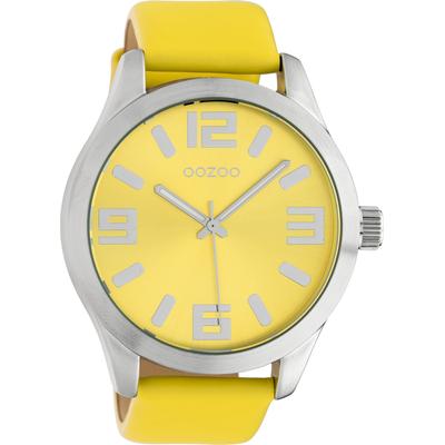 Quarzuhr OOZOO, gelb, Armbanduhren, Damen, Armbanduhr, Damenuhr, Herrenuhr, Lederarmband, Ø 46mm Image