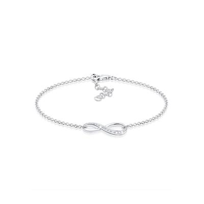Armband ELLI "Infinity/Unendlichkeit mit Zirkonia 925 Silber" Gr. 16, weiß, Armbänder, Damen, 16cm,mit Steinen, Silber 925 (Sterlingsilber) Image