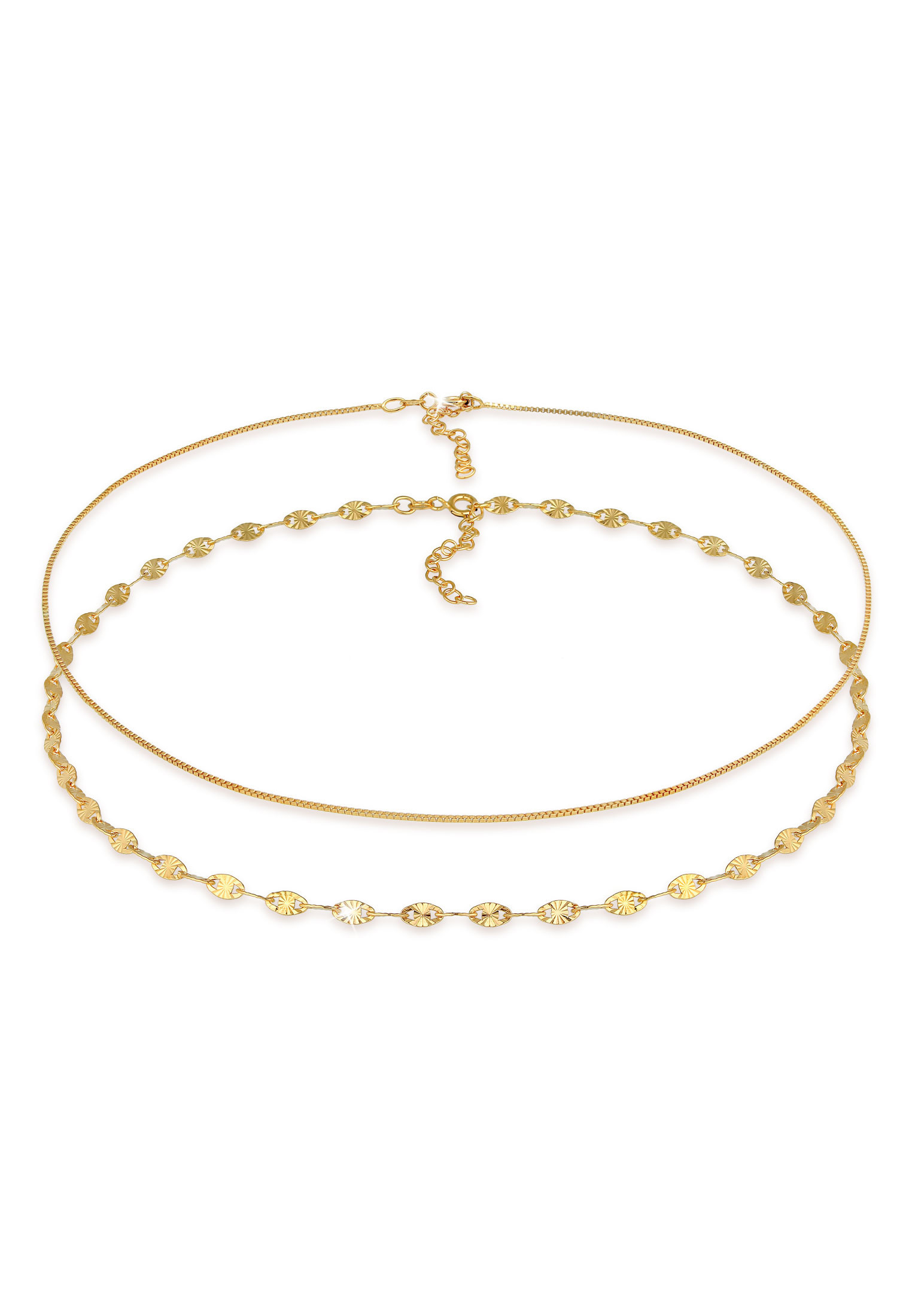 Ketten-Set ELLI "Choker Venezianer Plättchen 2er Set 925 Silber", gold, Halsketten, 36, ohne Stein, Silber 925 (Sterlingsilber), L: 36 Image