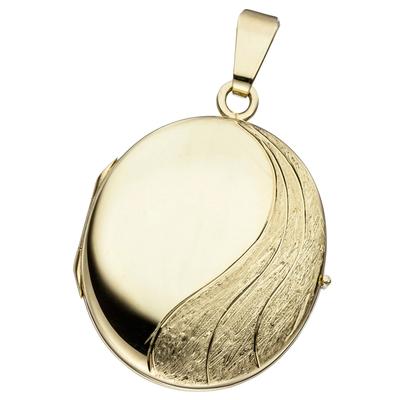 Medallion-Anhänger JOBO "Anhänger Medaillon oval", gelb (gelbgold 585), Schmuckanhänger, Damen, Gelbgold 585, 585 Gold