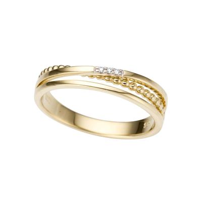 Goldring FIRETTI "Schmuck Geschenk Gold 333 Damenring Goldring" Fingerringe Gr. 17, 0,015 ct P2 = erkennbare Einschlüsse, Gelbgold 333-Diamanten, 4mm, weiß (gelbgoldfarben-silberfarben-weiß) Damen mit Brillanten