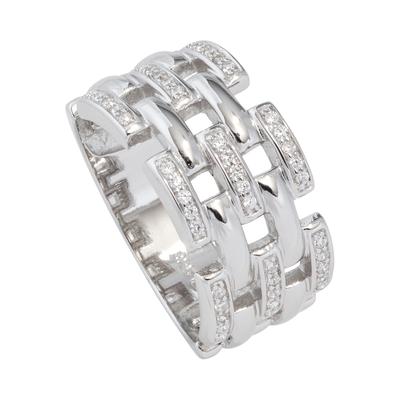 Silberring JOBO Gr. 52, silber (silber 925), Fingerringe, Damen, 52, Silber 925 (Sterlingsilber), breit 925 Silber mit 45 Zirkonia Image