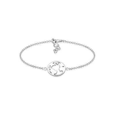 Armband ELLI "Weltkugel Globus Reise Travel Cut Out 925er Silber", silber, Armbänder, Damen, 16cm, ohne Stein, Silber 92