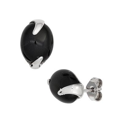 Paar Ohrstecker JOBO, silber (silber 925), Ohrringe, Damen, Silber 925 (Sterlingsilber), 925 Silber mit Onyx Image