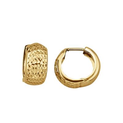 Paar Creolen "Gold 375 diamantiert", gelb, FASCINATION BY ELLEN K., Ohrringe, Damen, ONE-SIZE, Gold