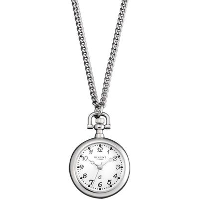 Kettenuhr REGENT "P766", silber (edelstahlfarben), Taschenuhren, Damen, Quarzuhr, Damenuhr Image