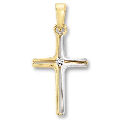 Ketten-Anhänger ONE ELEMENT "Zirkonia Kreuz Anhänger aus 333 Gelbgold", gold, Schmuckanhänger, Damen, Gelbgold 333-Gold, Gelbgold 333, Gold, Damen Gold Schmuck