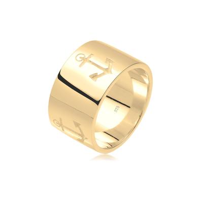 Fingerring ELLI "Anker Bandring 925 Silber" Gr. 52, gold, Fingerringe, Damen, 52mm, ohne Stein, Silber 925 (Sterlingsilb