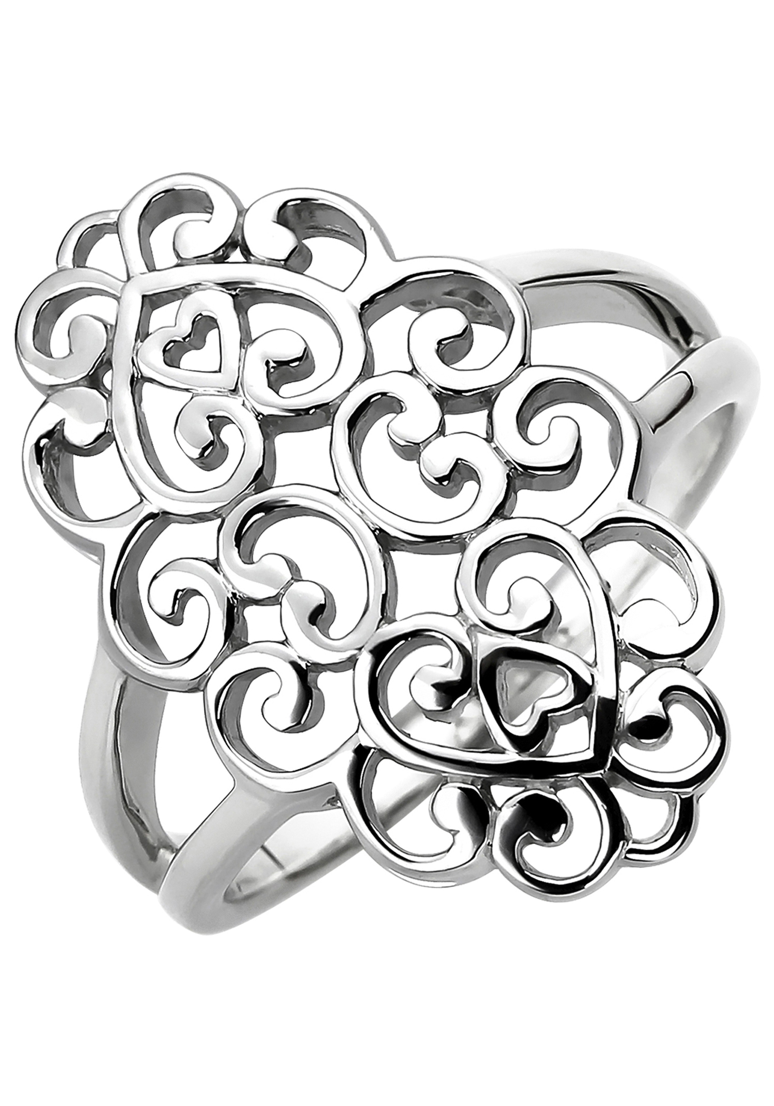 Fingerring JOBO Gr. 52, silber (silber 925), Fingerringe, Damen, 52, Silber 925 (Sterlingsilber), Fingerring, 925 Silber mit breitem Kopf