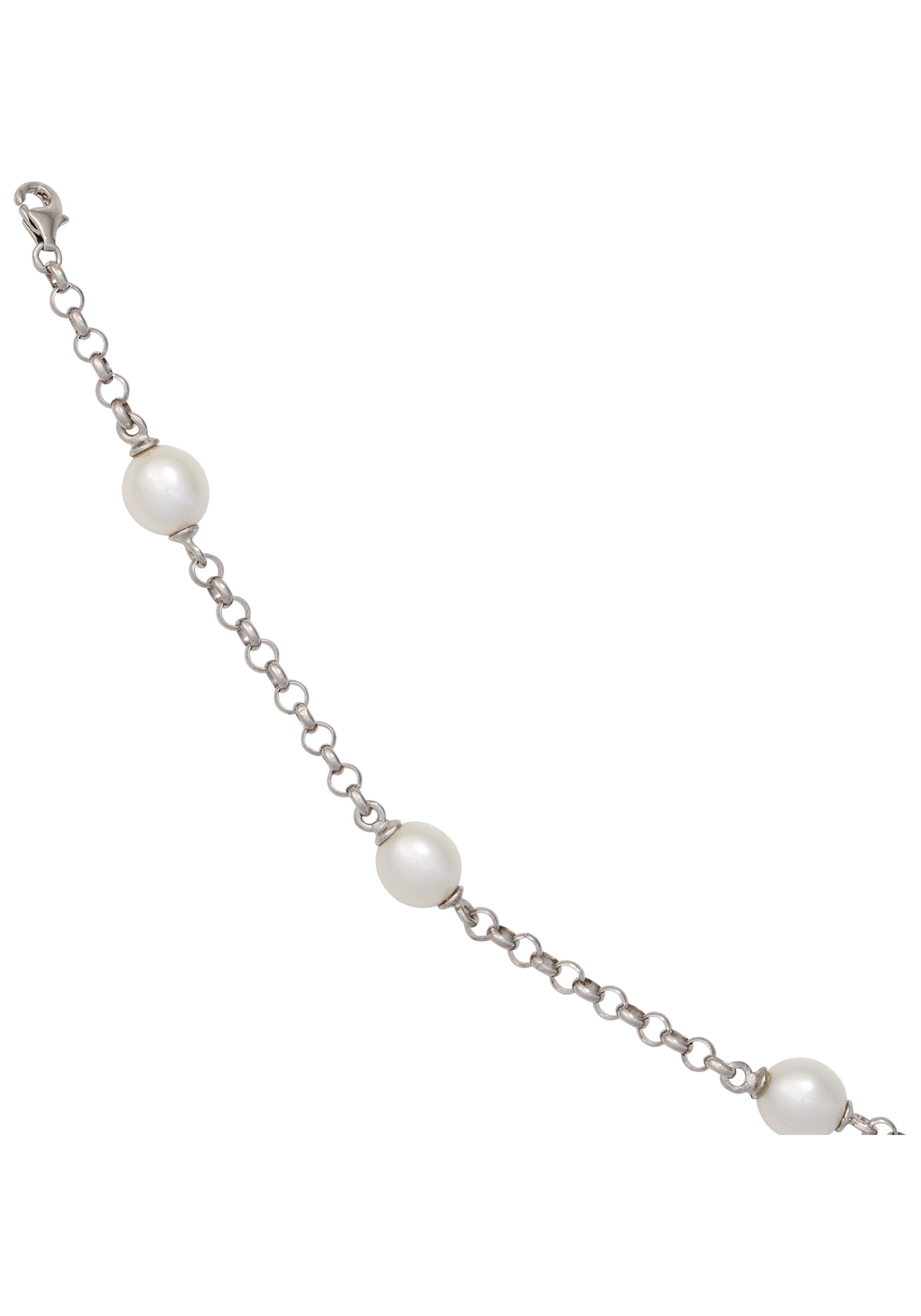 Perlenarmband JOBO, silber (silber 925), Armbänder, Damen, 19cm, Perlen Silber 925 (Sterlingsilber), Perlen, Silber 925 (Sterlingsilber), Perlenarmband, 925 Silber mit Süßwasser-Zuchtperlen 19 cm Image