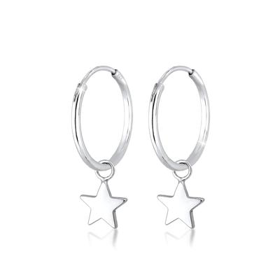 Paar Creolen ELLI "Creolen Stern 925 Sterling Silver", silber, Ohrringe, Damen, OneSize, ohne Stein, Silber 925 (Sterlingsilber) Image