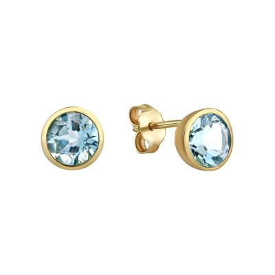 Paar Ohrstecker "Gold 375 mit echtem Blautopas (beh.) 7mm", gelb (gelb, blau), FASCINATION BY ELLEN K., Ohrringe, Damen, ONE-SIZE, Gold Image