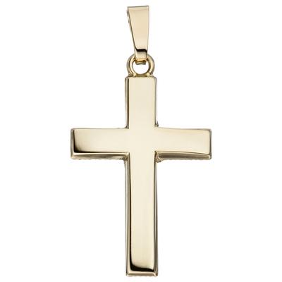 Kreuz-Anhänger JOBO "Anhänger Kreuz", gelb (gelbgold 585), Schmuckanhänger, Damen, Gelbgold 585, 585 Gold