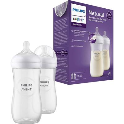 Babyflasche PHILIPS AVENT "Natural Response SCY906/02", transparent (.), Trinkflaschen, Baby, 330ml, Kunststoff, 2 Stück, 330ml, ab dem 3. Monat, H:18,9cm Image