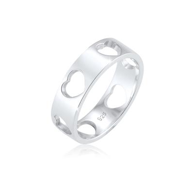 Fingerring ELLI "Herz Liebe Cut Out Bandring 925 Silber Loreena" Gr. 56, silber, Fingerringe, Damen, 56mm, ohne Stein, Silber 925 (Sterlingsilber), 6mm Image