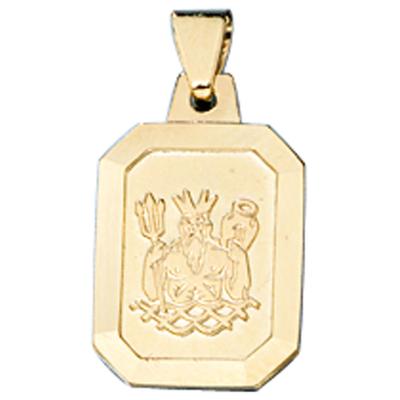 Sternzeichen-Anhänger JOBO "Sternzeichen Wassermann", gold (gelbgold 333), Schmuckanhänger, Damen, Gelbgold 333, 333 Gold