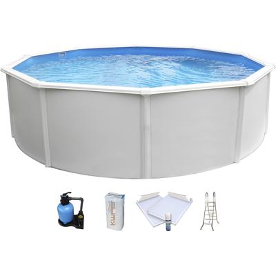 Rundpool KWAD "»Supreme« all in Premium Folie", blau (weiß, farbe innen: blau), B:550cm H:132cm L:550cm, Schwimmbecken, ØxH: 550x132cm, inkl. Bodenisolationsset Image