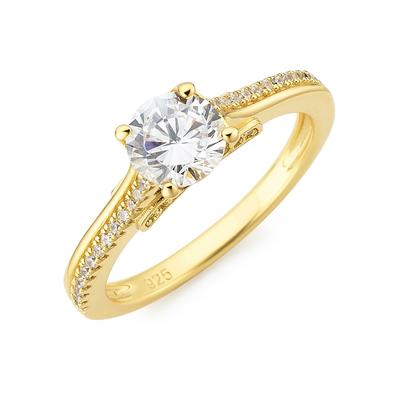 Fingerring FIRETTI "Schmuck Geschenk Silber 925 Silberring Verlobungsring" Gr. 56, gold (gelbgoldfarben, kristallweiß, kristallweiß), Fingerringe, Damen, 56, Silber 925 (Sterlingsilber), 2,3mm, mit Zirkonia (synth.) Image