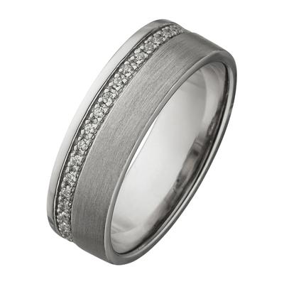 Fingerring JOBO Gr. 60, silber (silber 925, weiß), Fingerringe, Damen, 60, Silber 925 (Sterlingsilber), 925 Silber matt mit Zirkonia rundum Image