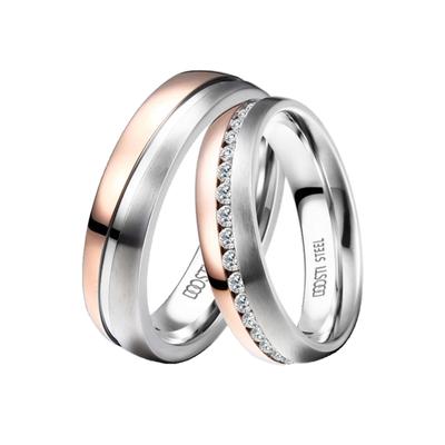 Trauring DOOSTI "Schmuck Geschenk Edelstahl Trauring Ehering Partnerring LIEBE" Gr. 52, rosa (edelstahlfarben, roségoldfarben), Fingerringe, 52, ohne Zirkonia, Edelstahl, 6mm, wahlweise mit oder ohne Zirkonia Image