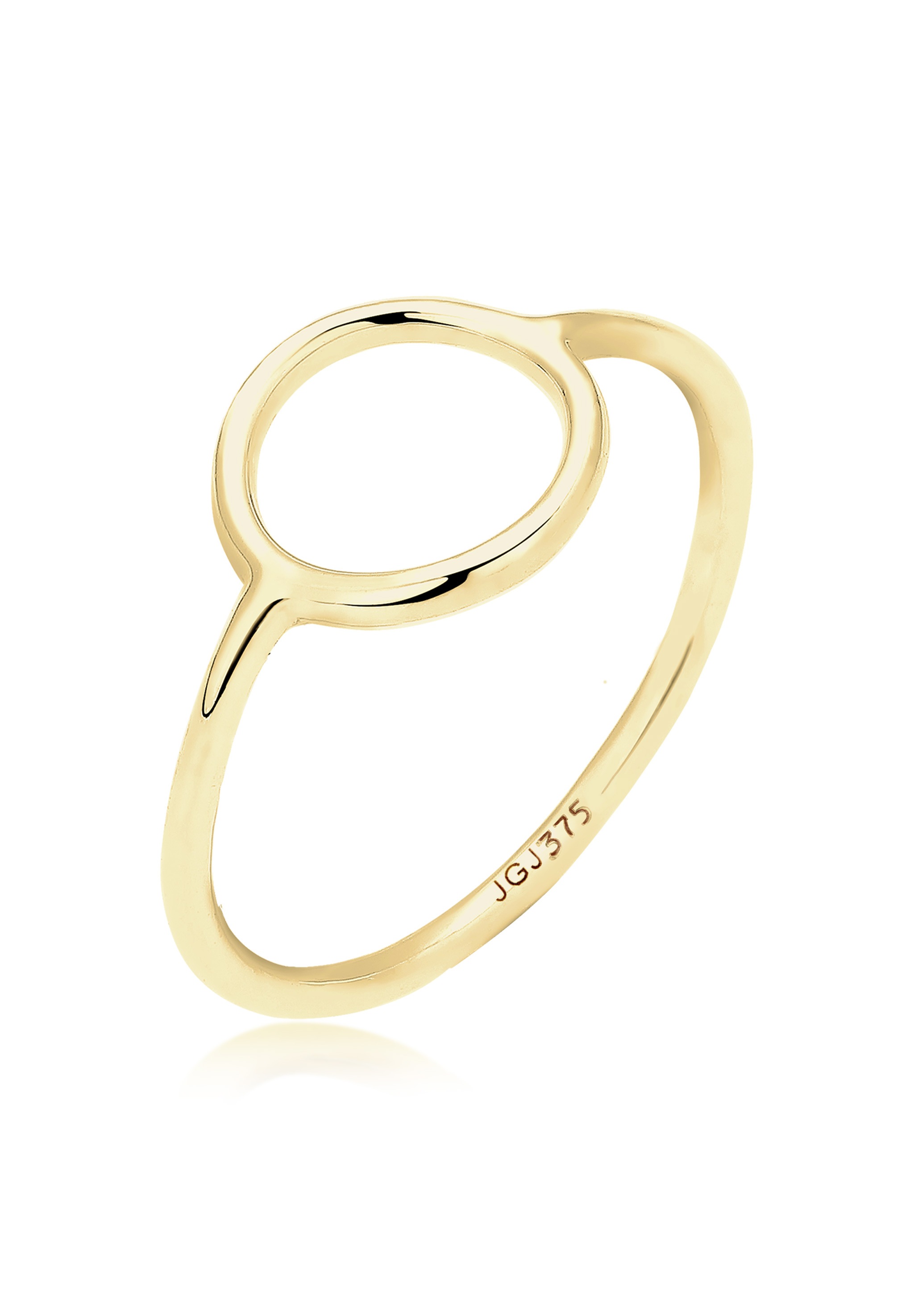 Fingerring ELLI PREMIUM "Geo Trend Look Kreis Statement 375 Gelbgold" Gr. 58, gold, Fingerringe, 58mm, ohne Stein, Gelbgold 375, 1,2mm Image