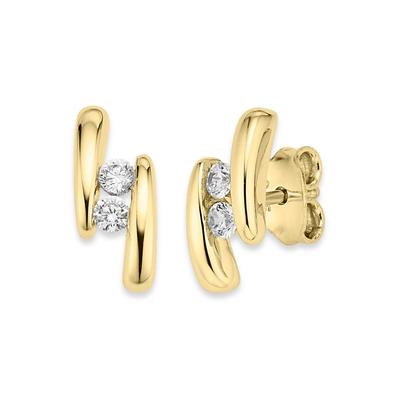 Paar Ohrstecker BRUNO BANANI "Schmuck Geschenk Silber 925 Ohrschmuck Ohrringe Glitzerstein", gold (gelbgoldfarben, weiß, kristallweiß), Ohrringe, Damen, Silber 925 (Sterlingsilber), mit Zirkonia (synth.) Image