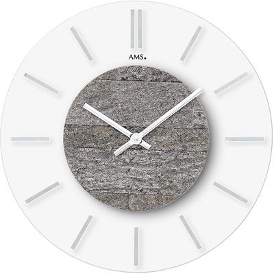 Wanduhr AMS "W9662", grau (anthrazit), Wanduhren, H: 4cm, Quarz,Glas,Made in Germany,Wohnzimmer,Küche,Schlafzimmer,Flur,Büro Image