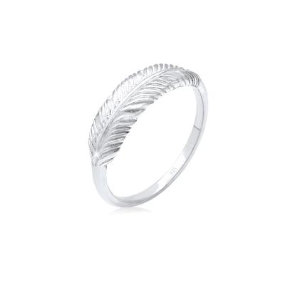 Fingerring ELLI "Silberring Feder 925 Sterling Silber" Gr. 58, silber, Fingerringe, Damen, 58mm, ohne Stein, Silber 925 