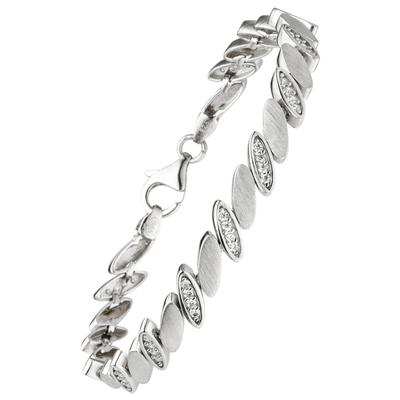 Armband JOBO, silber (silber 925, weiß), Armbänder, Damen, Silber 925 (Sterlingsilber), 925 Silber matt mit 52 Zirkonia 