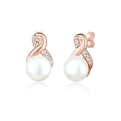 Paar Ohrstecker ELLI "Infinity Glas Kristalle Weiß 925 Sterling Silber", rosa (rosegold), Ohrringe, Damen, OneSize, ohne Stein, Silber 925 (Sterlingsilber) Image