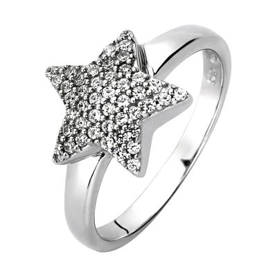 Fingerring JOBO "Stern" Gr. 60, silber (silber 925, weiß), Fingerringe, Damen, 60, Silber 925 (Sterlingsilber), 925 Silber mit 45 Zirkonia Image