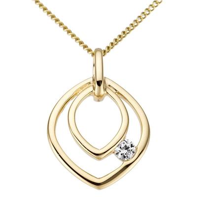 Ketten-Anhänger FIRETTI "Schmuck Geschenk Gold 333 Halsschmuck Anhänger für Halskette", gold (gelbgoldfarben, kristallweiß, kristallweiß), Schmuckanhänger, Damen, Gelbgold 333, 0,8 g, mit Zirkonia (synth.)