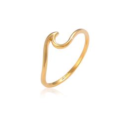 Fingerring ELLI PREMIUM "Wellen Wave Strand Maritim 375 Gelbgold" Gr. 52, gold, Fingerringe, Damen, 52mm, ohne Stein, Gelbgold 375