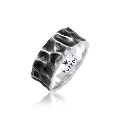 Silberring KUZZOI "Herren Bandring Geschmiedet Used Look 925 Silber" Gr. 54, grau, Fingerringe, Herren, 54mm, ohne Stein, Silber 925 (Sterlingsilber), Fingerring Image