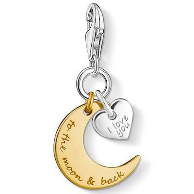 Charm-Einhänger THOMAS SABO "Mond & Herz I LOVE YOU TO THE MOON & BACK, 1443-413-39", gold (silberfarben, gelbgoldfarben