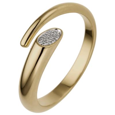 Fingerring JOBO Gr. 54, gelb (gelbgold 585), Fingerringe, Damen, 54, SI = kleine Einschlüsse, Gelbgold 585-Diamanten, Ge