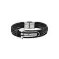 Lederarmband BRUNO BANANI "Schmuck Geschenk, Armkette Axt Lederband breit Silber" Armbänder Gr. 21, Leder-Edelstahl, grau (schwarz, edelstahlfarben) Herren Lederarmbänder