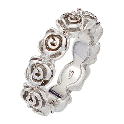 Silberring JOBO "Rosen" Gr. 50, silber (silber 925), Fingerringe, Damen, 50, Silber 925 (Sterlingsilber), 925 Silber Image