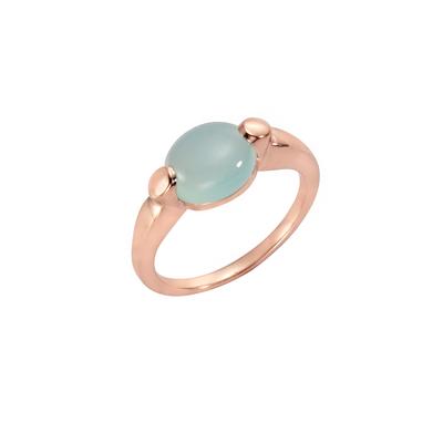 Fingerring JAMELLI "925 Silber rosé vergoldet Paraiba Chalcedon" Gr. 19, rosa (rosa, blau), Fingerringe, Damen, 060 (19,