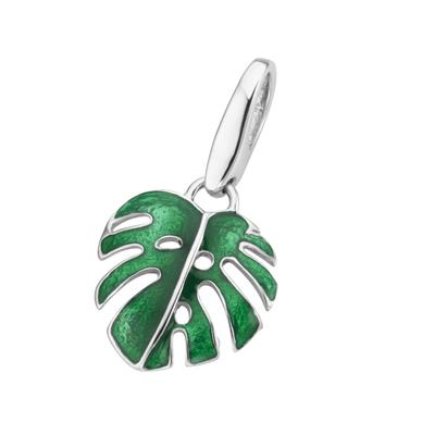 Charm Blume "Monstera-Blatt, Silber 925", grün, GIORGIO MARTELLO MILANO, Charms, Damen, Silber 925 (Sterlingsilber)