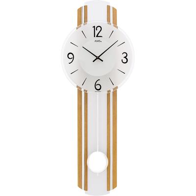 Pendelwanduhr AMS "W7232", braun (eichefarben), Wanduhren, B/H/L: 23cm x 7cm x 64cm, Quarzuhr,Holzgehäuse,Esszimmer,Wohnzimmer,Made in Germany Image