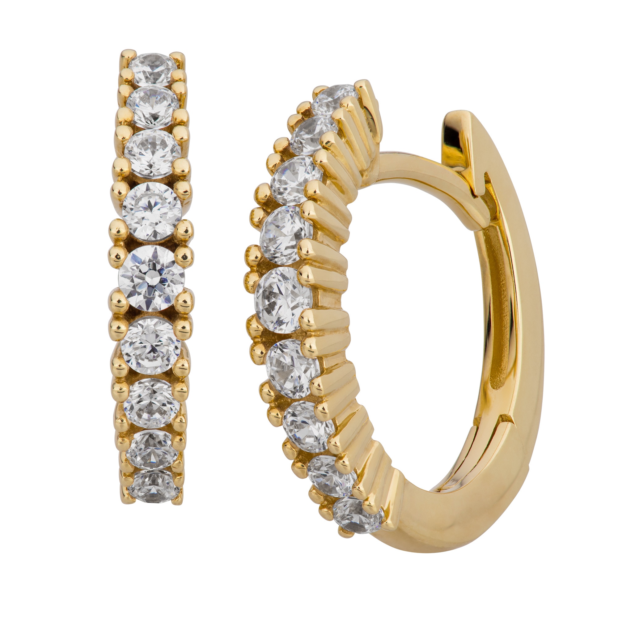 Paar Creolen OROLINO "Gold 333 mit 18 weißen Zirkonia-Steinen", gelb (gelb, weiß), Ohrringe, Damen, one-size, Gold