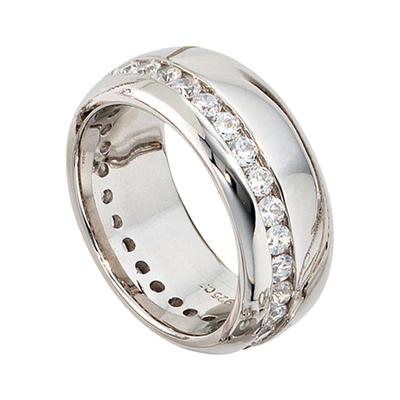 Silberring JOBO Gr. 60, silber (silber 925), Fingerringe, Damen, 60, Silber 925 (Sterlingsilber), breit 925 Silber mit Zirkonia rundum Image