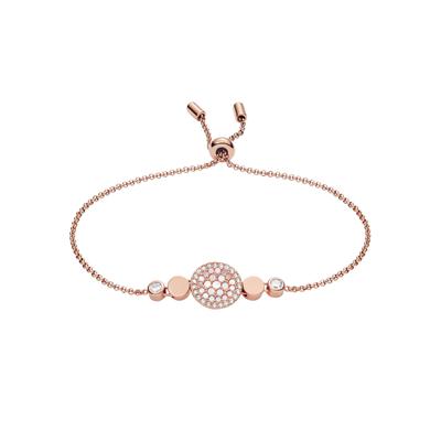 Edelstahlarmband FOSSIL "Schmuck Geschenk Edelstahl VAL MOSAIC DISC Vintage Glitz", rosa (roségoldfarben, rosa, kristallweiß, kristallweiß), Armbänder, Damen, Edelstahl, mit Glasstein, mit Perlmutt Image