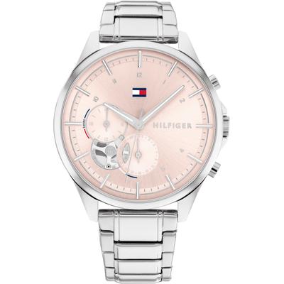 Multifunktionsuhr TOMMY HILFIGER "QUINN", silber (silberfarben), Armbanduhren, Damen, Quarzuhr, Armbanduhr, Damenuhr, Datum, Edelstahlarmband Image
