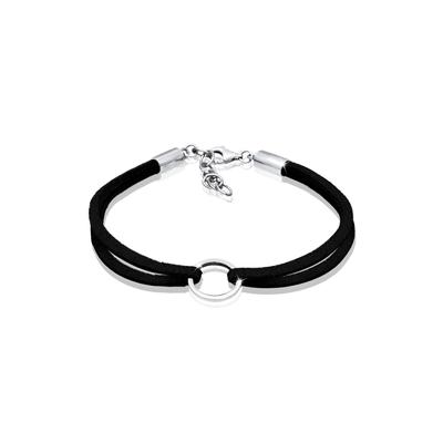 Armband ELLI "Kreis Geo Velour Optik Trend 925 Sterling Silber", schwarz (schwarz, schwarz), Armbänder, Damen, 16cm, ohn