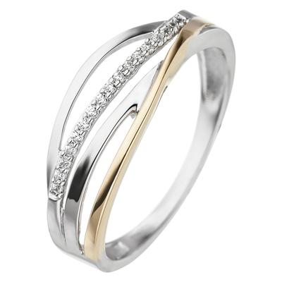 Goldring JOBO Gr. 58, gold (gelbgold 333), Fingerringe, Damen, 58, Gelbgold 333-Weißgold 333, Gelbgold 333, Weißgold 333, 333 Gold bicolor mit Zirkonia Image
