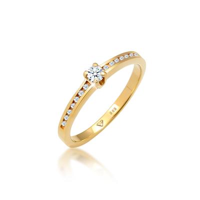 Verlobungsring ELLI DIAMONDS "Diamant Weiß Brillantschliff (0.18 ct) 585 Gelbgold" Gr. 56, gold (gold, weiß), Fingerring